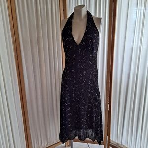 Black Floral Halter Midi Dress - Women